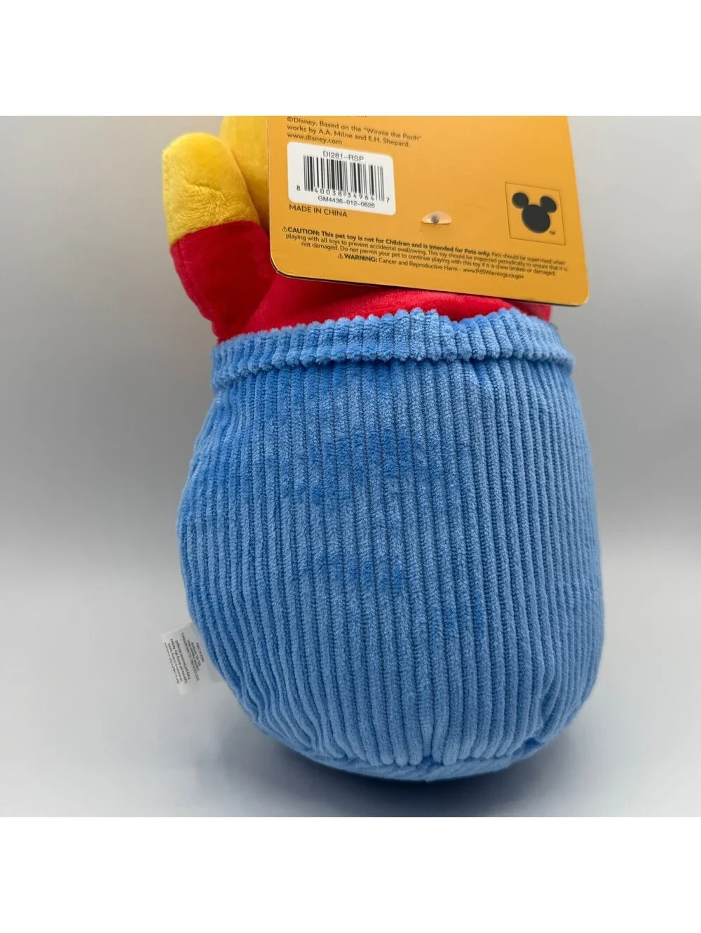 Disney Winnie The Pooh Dog Toy Plush 100 Years Squeaker Hunny Pot Corduroy NWT